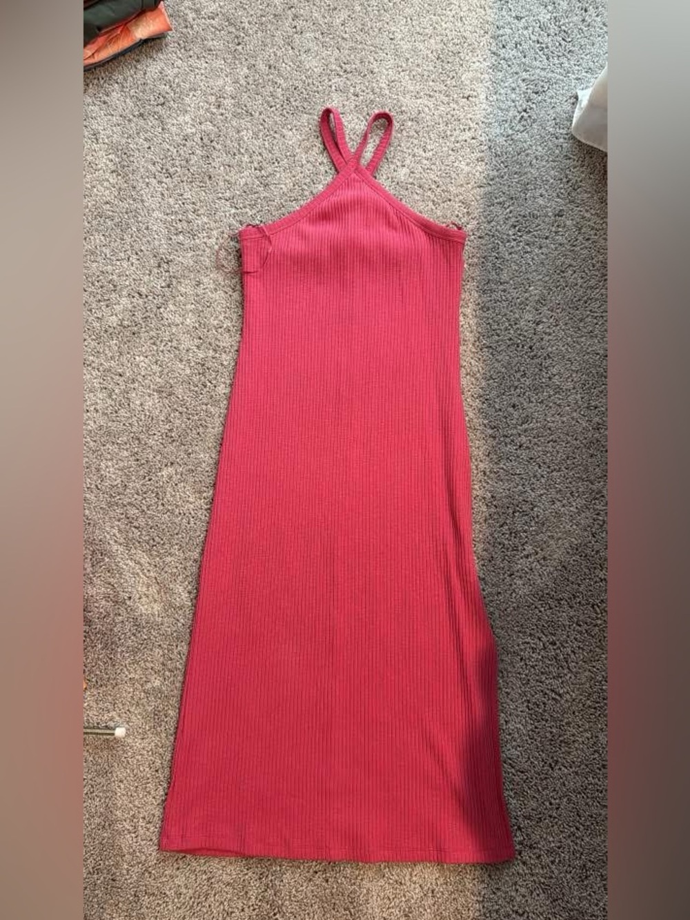 Old Navy Ribbed Midi Dress in Raspberry